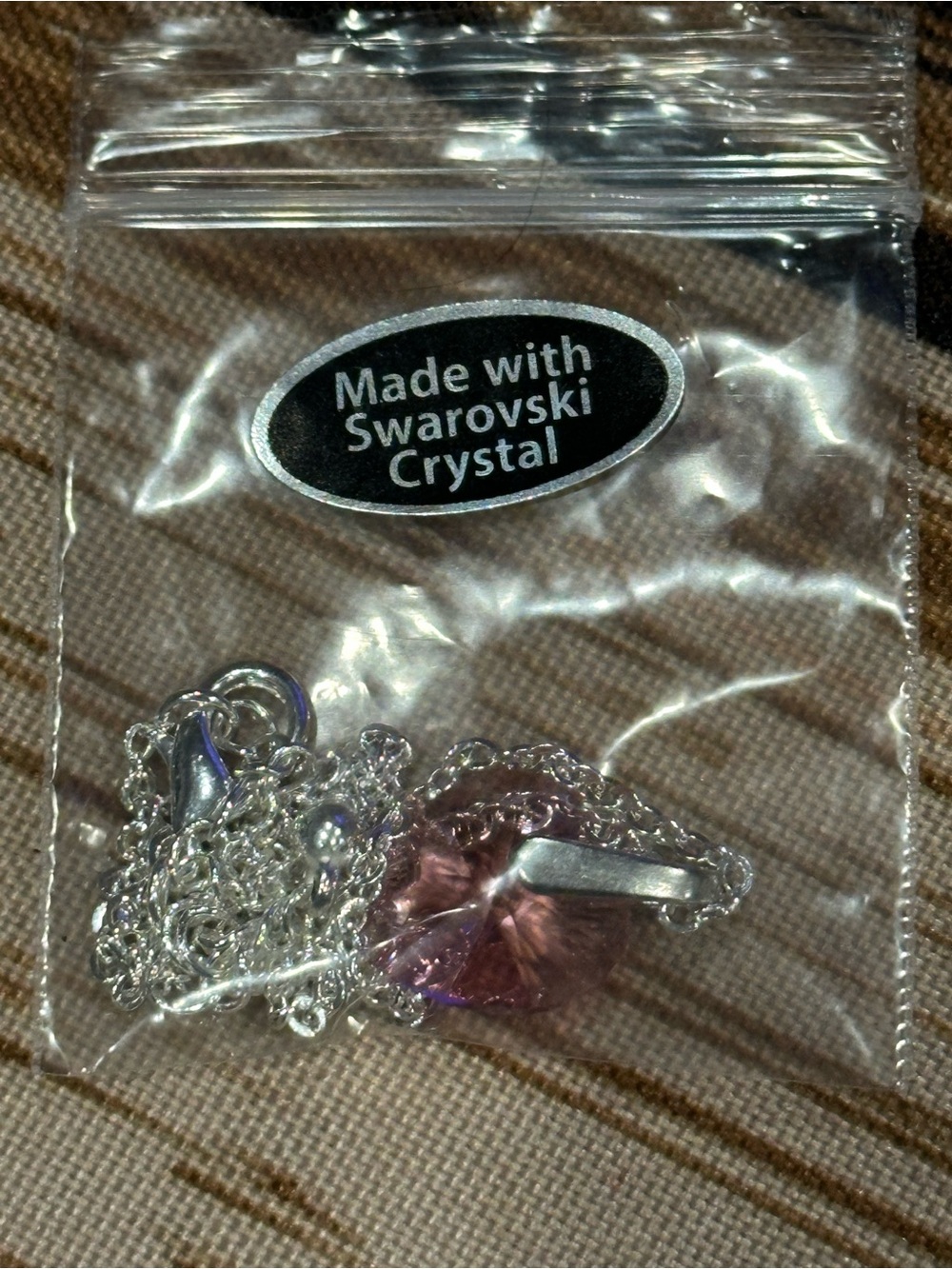 Swarovski Crystal Elements Silver Necklace Pink Rose Heart Pendant